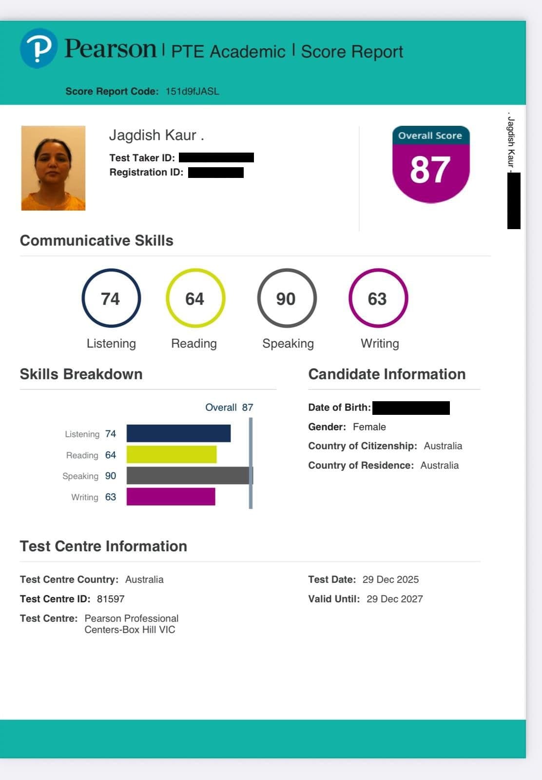Student score card 2