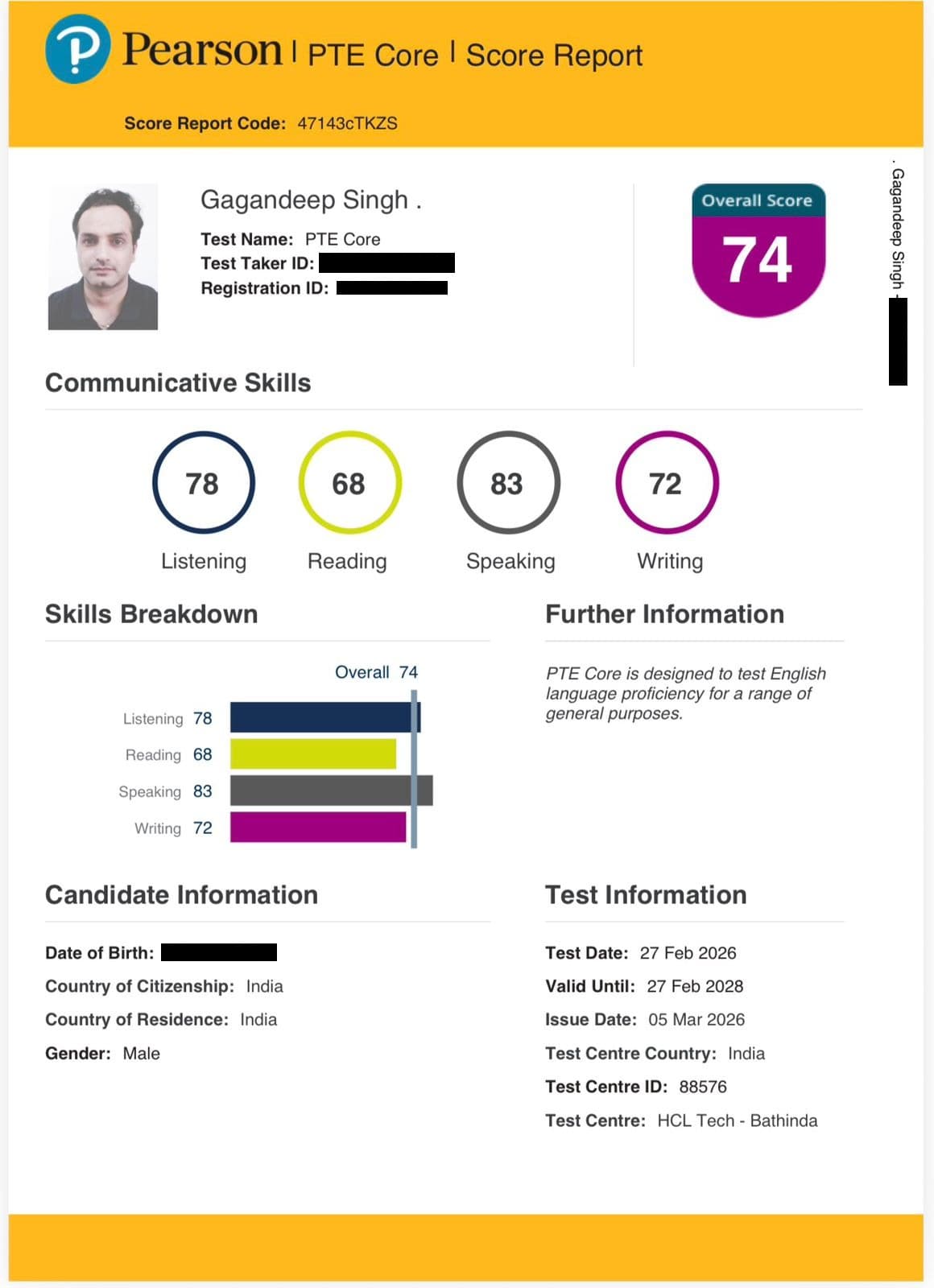 Student score card 3