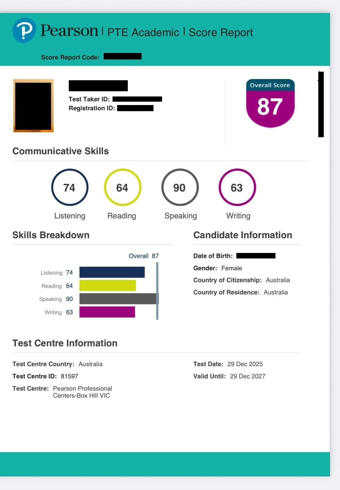 Student score card 3